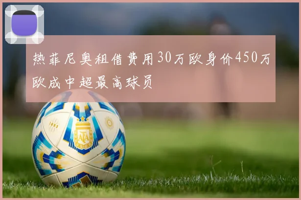 热菲尼奥租借费用30万欧身价450万欧成中超最高球员